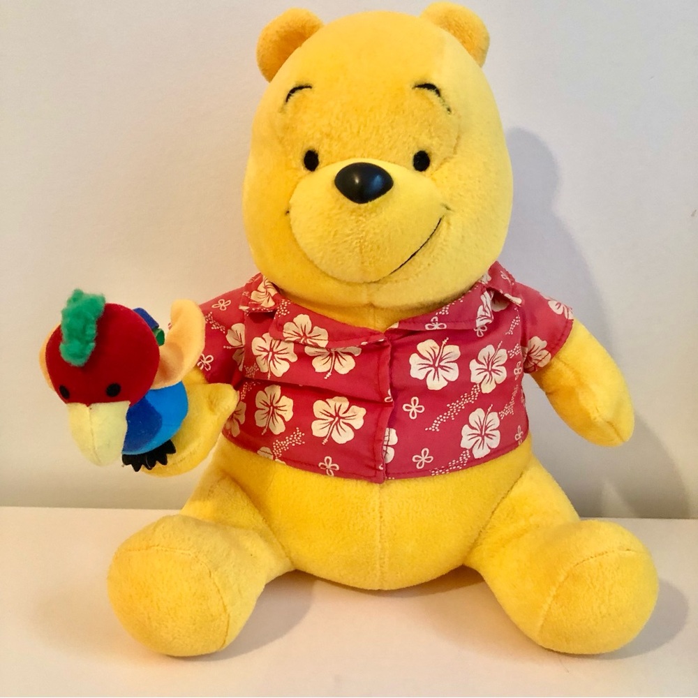 Disney Winnie the Pooh Hawaiian Shirt Parrot Plush Toy without Tag
